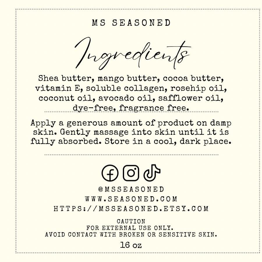 ALL NATURAL  Face & Body Butter (unscented dye-free).