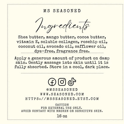 ALL NATURAL  Face & Body Butter (unscented dye-free).