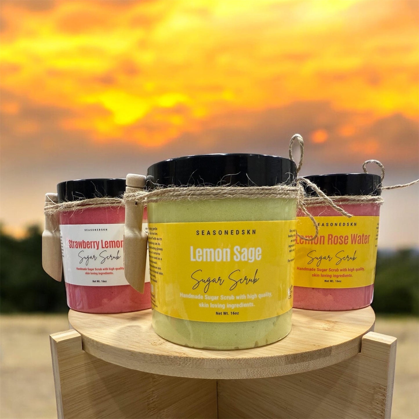 Exfoliating Sugar Scrubs: Lemon Sage, Strawberry Lemonade, Lemon Rosewater